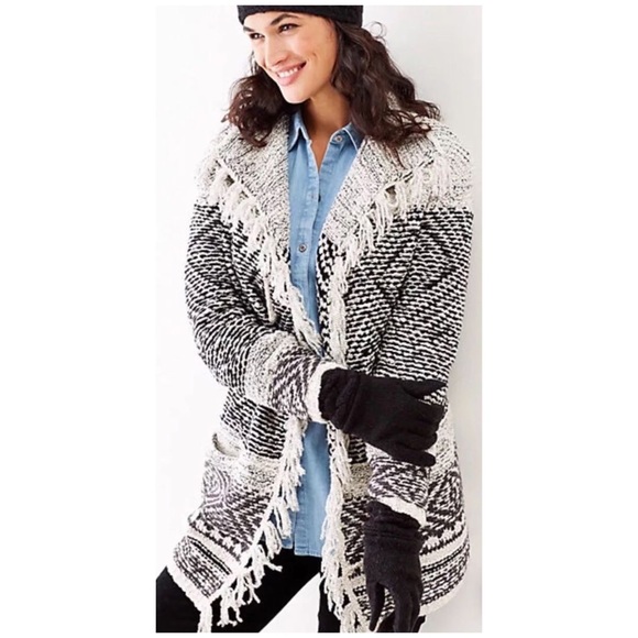 J. Jill Sweaters - J. Jill fairisle fringe sweater jacket cardigan
